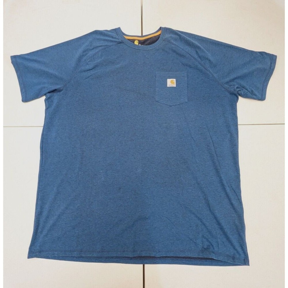Men's Carhartt Dark BlueT Shirt Adult 3XL Tall with Front Pocket Crew Neck